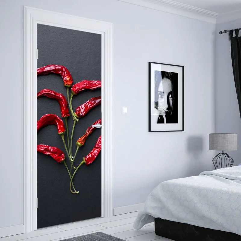 Türaufkleber kulinarische grafik mit roten chilischoten