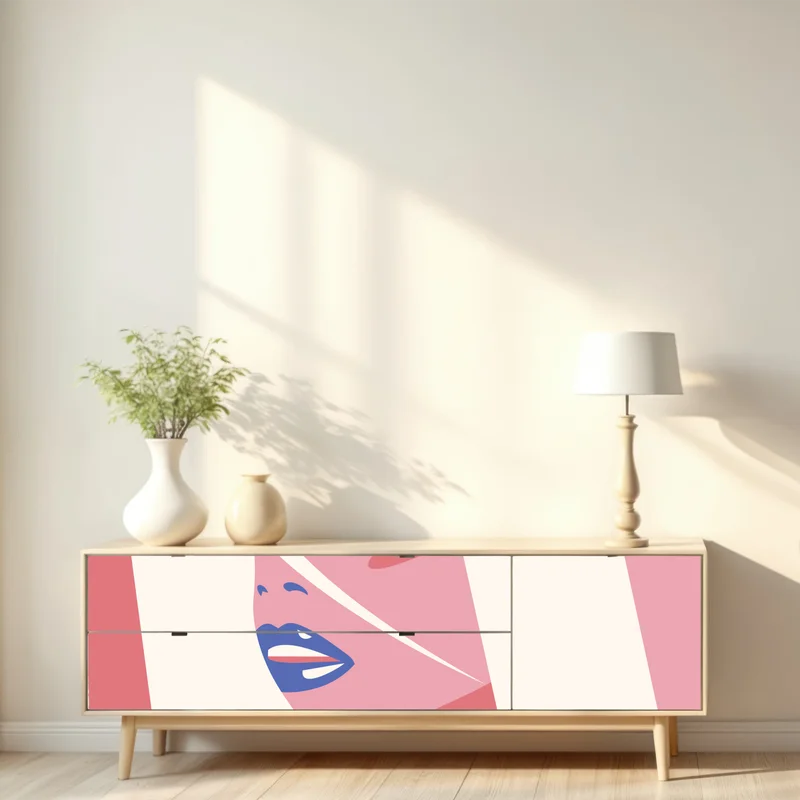 Repositionierbarer Aufkleber pastell pop-art porträt der schönheit