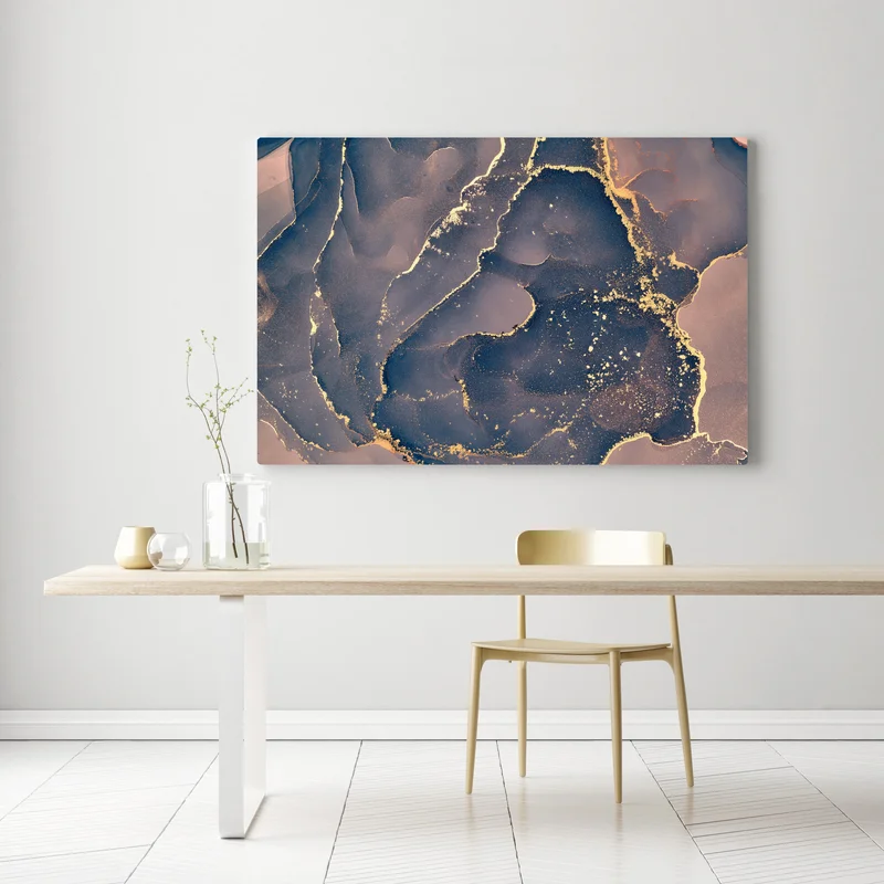 Leinwandbild marineblau-goldene marmorabstraktion Leinwandbild marineblau-goldene marmorabstraktion