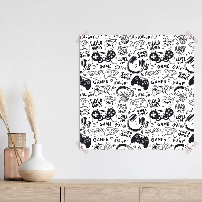 Poster doodle-muster mit videospiel-controllern Poster doodle-muster mit videospiel-controllern