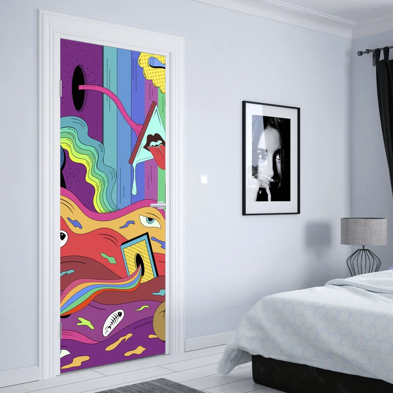 Türaufkleber psychedelische pop-art traumlandschaft