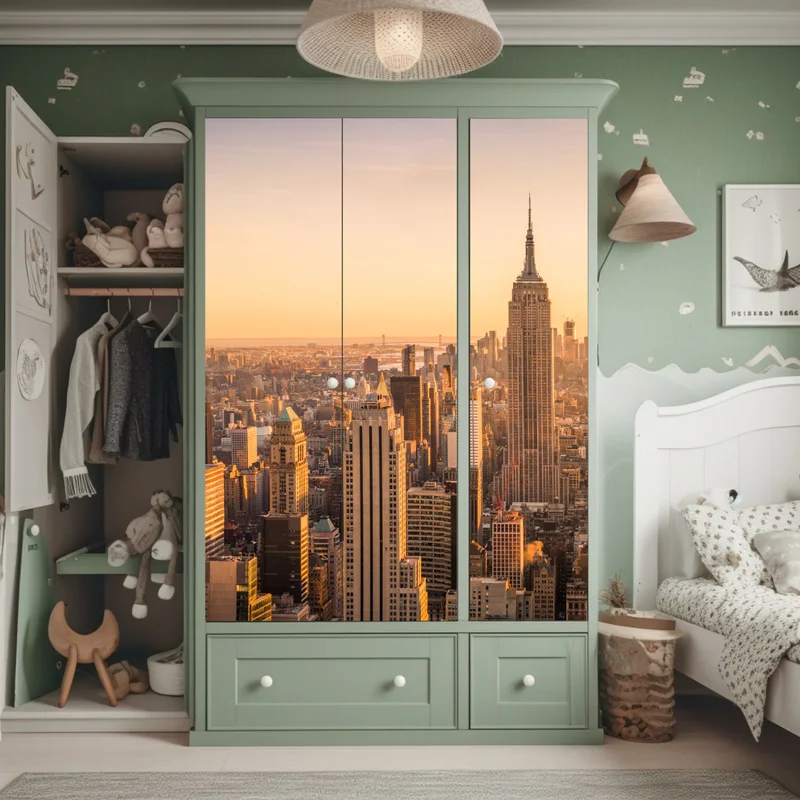 Schrankaufkleber goldener sonnenuntergang über der skyline von New York Schrankaufkleber goldener sonnenuntergang über der skyline von New York