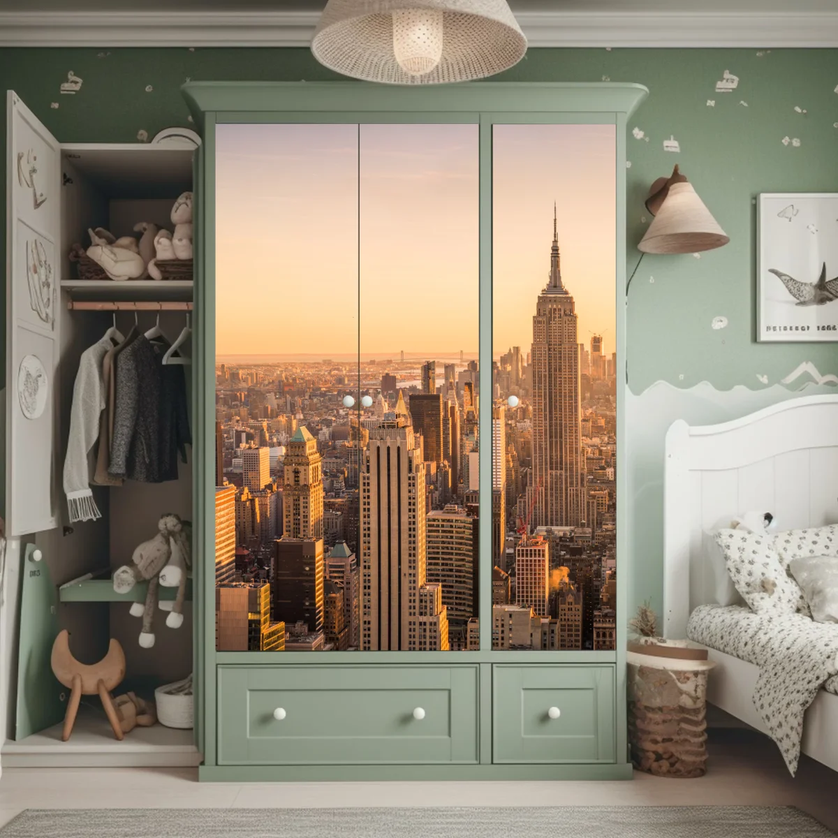 Schrankaufkleber goldener sonnenuntergang über der skyline von New York Schrankaufkleber goldener sonnenuntergang über der skyline von New York