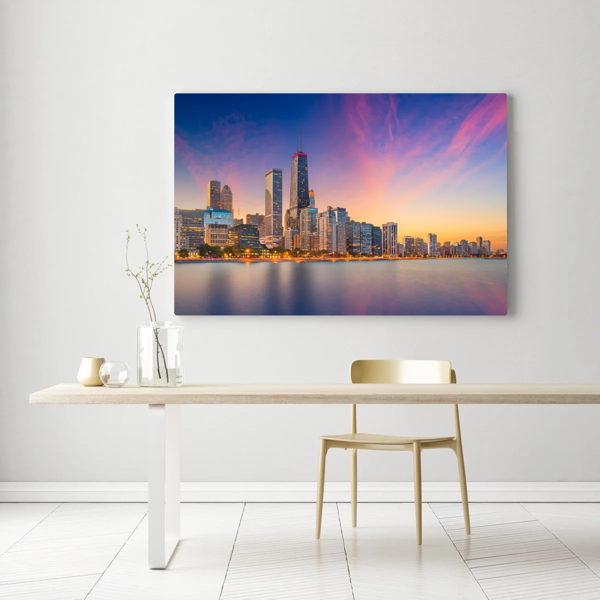 Leinwandbild Chicago skyline bei dämmerung Leinwandbild Chicago skyline bei dämmerung