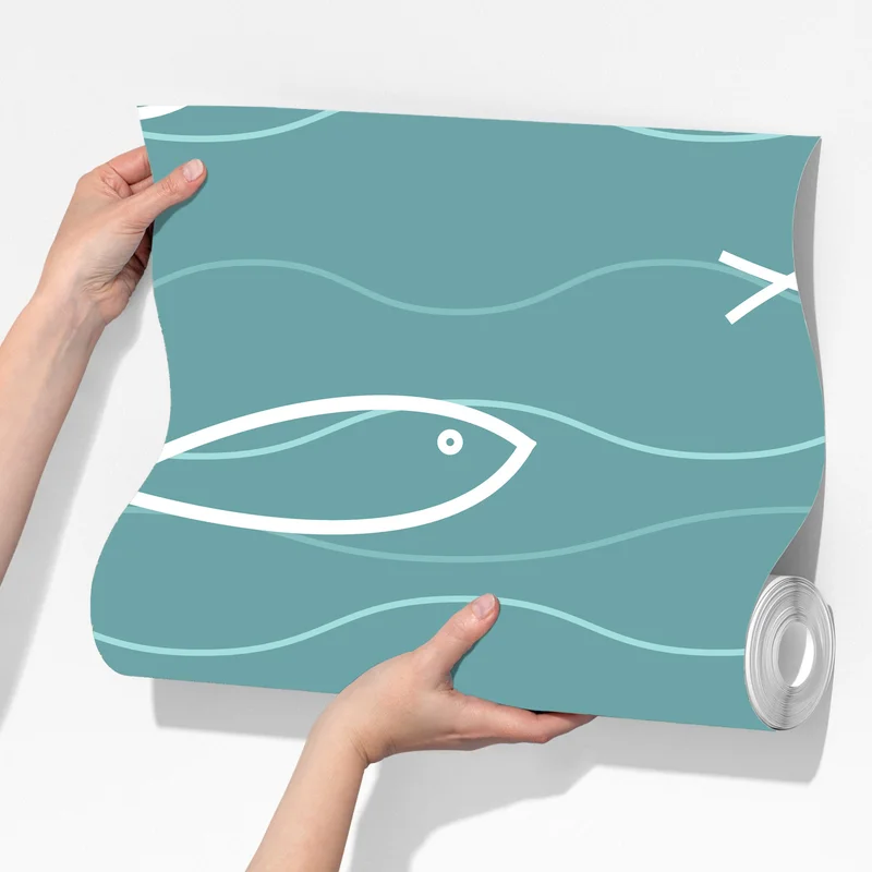 Fototapeta turkusowy wzór z rybkami Fototapeta turkusowy wzór z rybkami