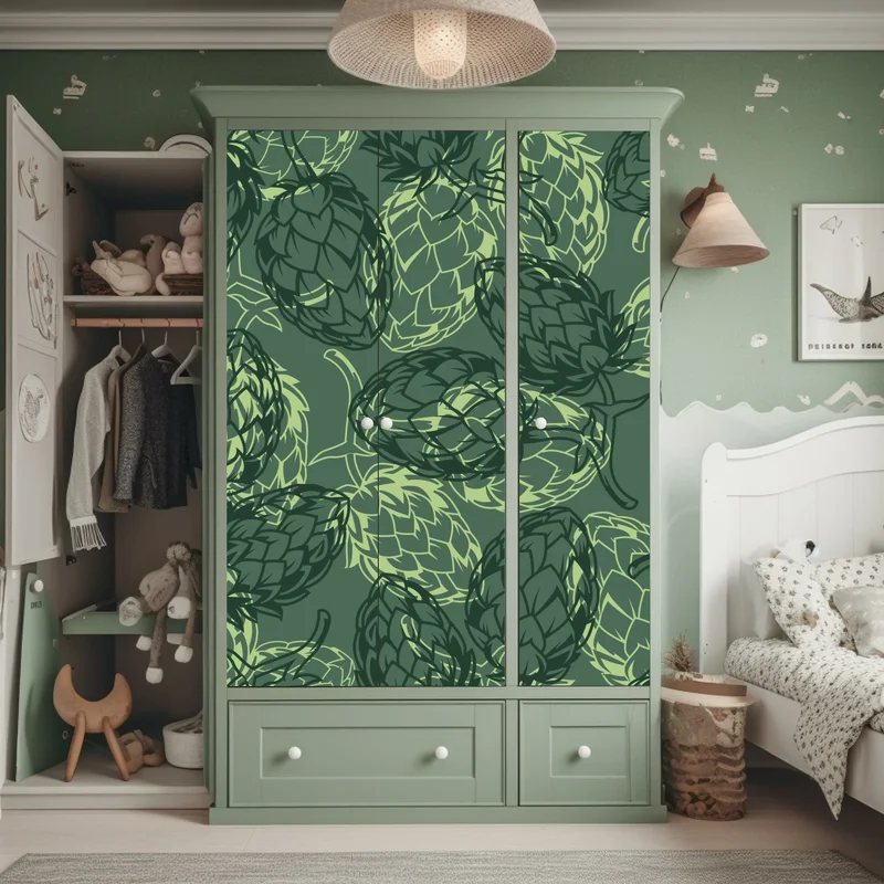 Schrankaufkleber grünes hopfenmuster