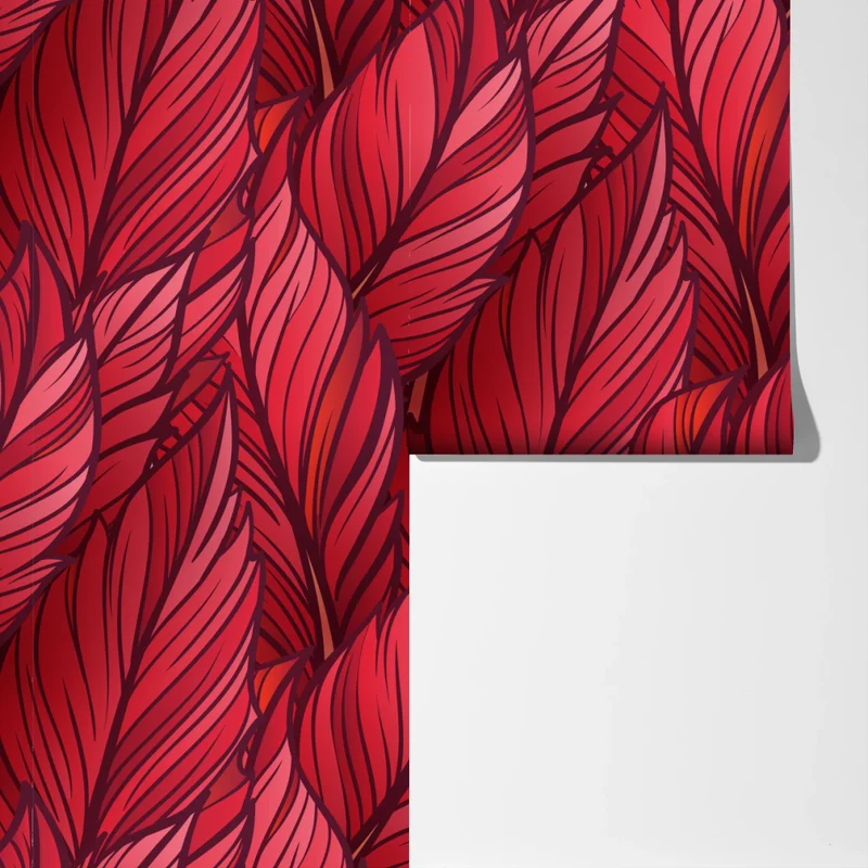 Fototapete rotes botanisches blättermuster Fototapete rotes botanisches blättermuster