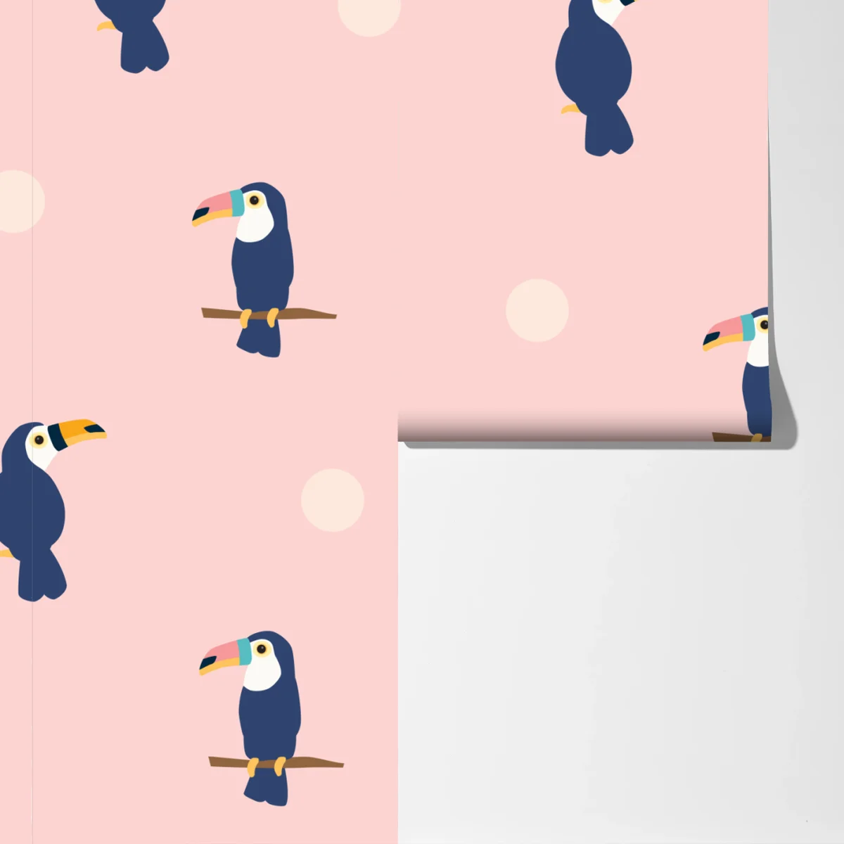 Fototapeta wesoły wzór z tukanami na pastelowym różu Fototapeta wesoły wzór z tukanami na pastelowym różu