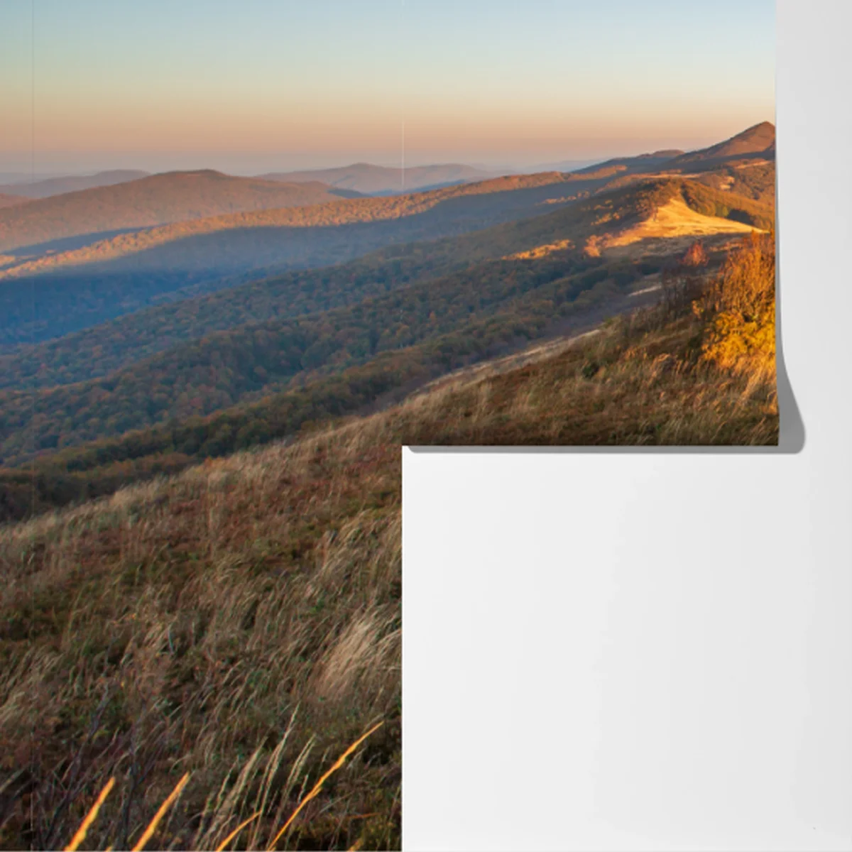 Fototapete goldener bergkamm im sonnenuntergang Fototapete goldener bergkamm im sonnenuntergang