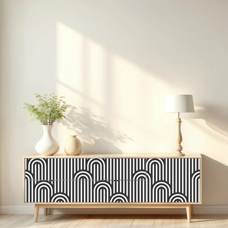 Repositionierbarer Aufkleber schwarzweißes geometrisches streifenmuster Repositionierbarer Aufkleber schwarzweißes geometrisches streifenmuster