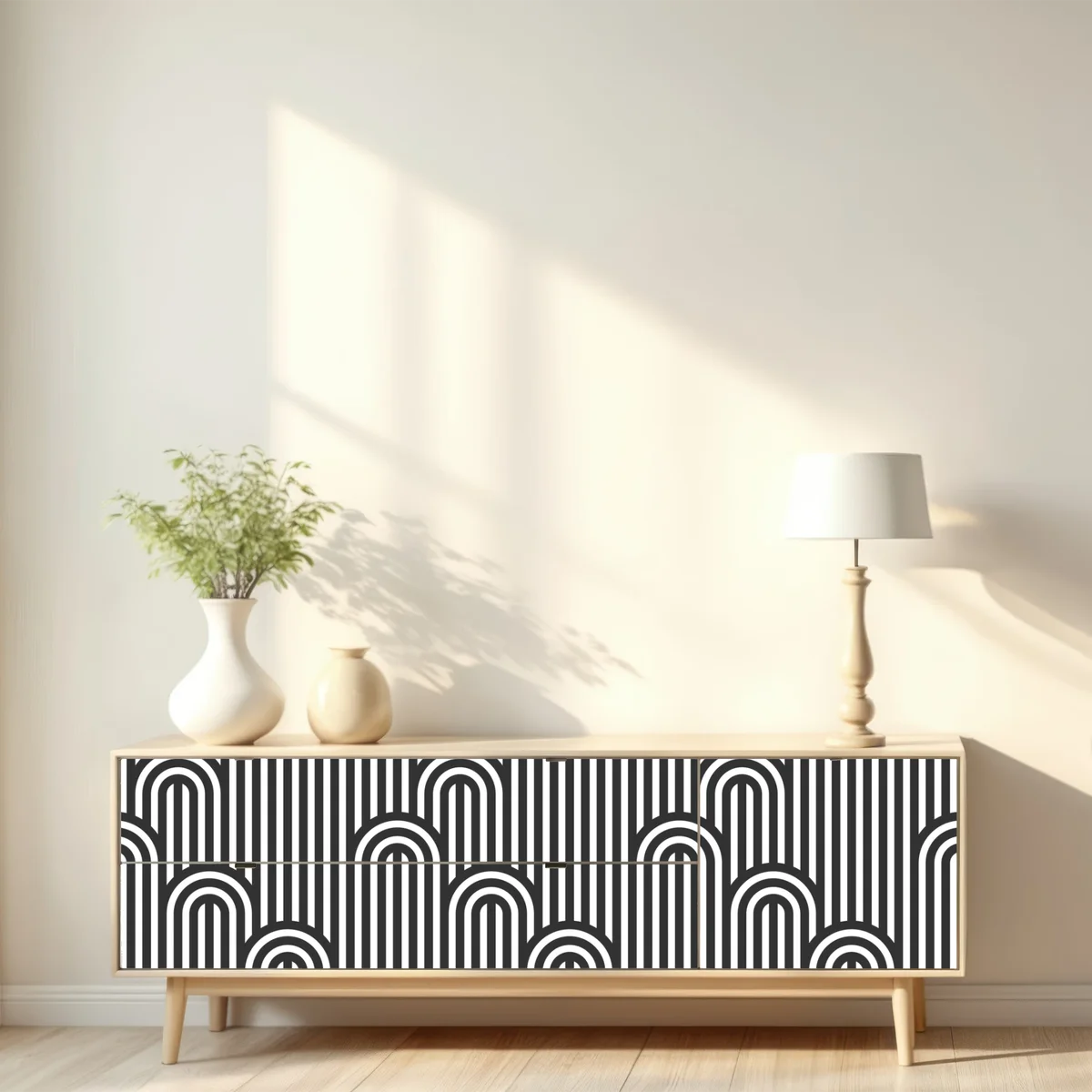 Repositionierbarer Aufkleber schwarzweißes geometrisches streifenmuster Repositionierbarer Aufkleber schwarzweißes geometrisches streifenmuster