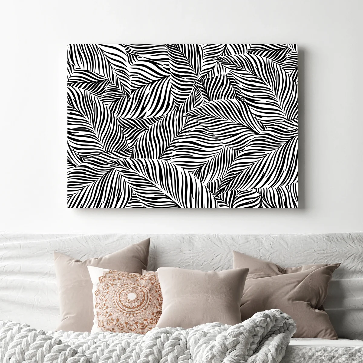 Leinwandbild monochromes tropisches blattmuster Leinwandbild monochromes tropisches blattmuster