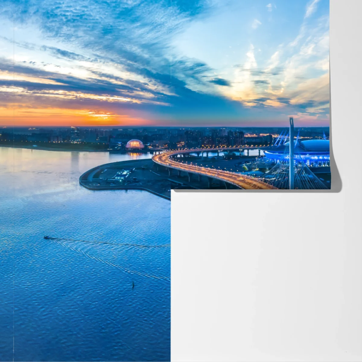 Fototapete Sankt Petersburg brückenpanorama bei dämmerung Fototapete Sankt Petersburg brückenpanorama bei dämmerung