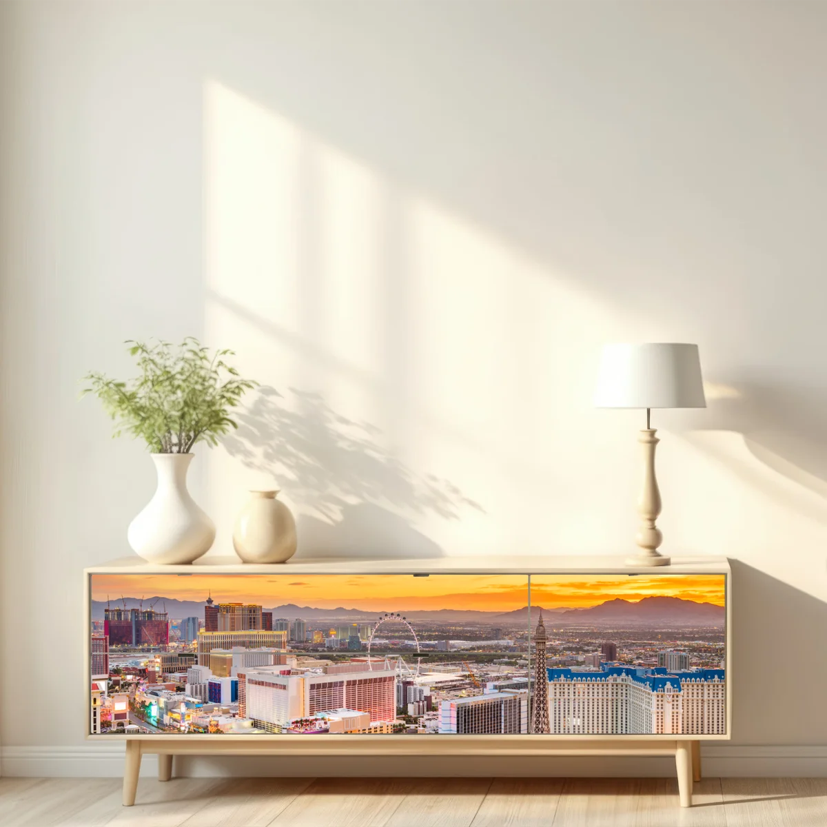 Repositionierbarer Aufkleber Las Vegas skyline bei sonnenuntergang Repositionierbarer Aufkleber Las Vegas skyline bei sonnenuntergang