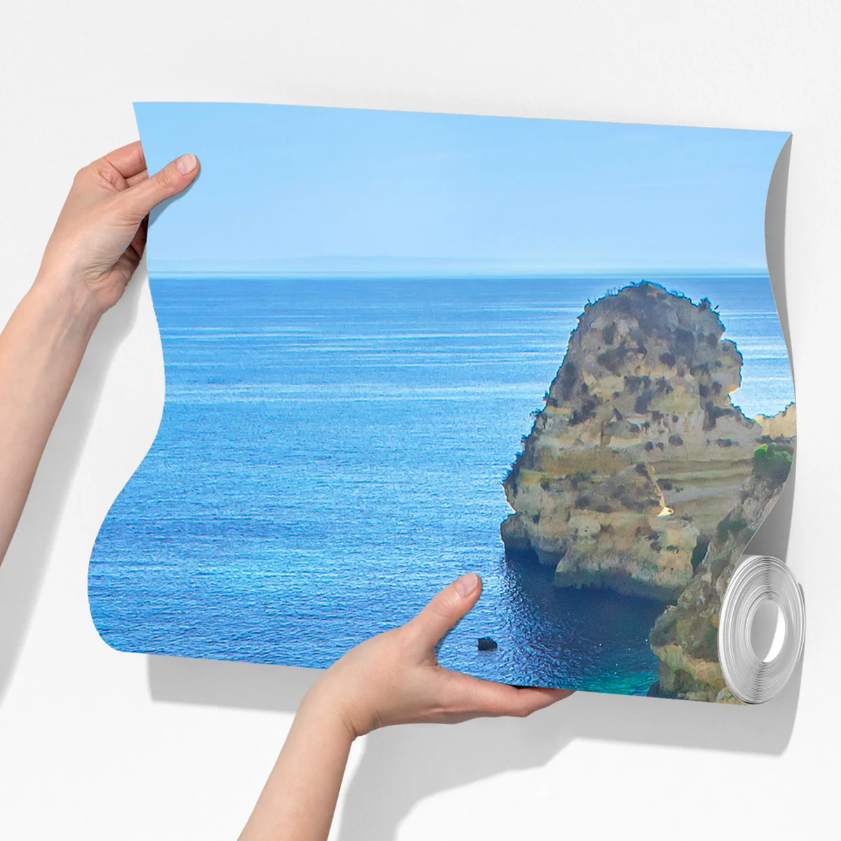 Fototapete sonnige treppe zur türkisfarbenen bucht Fototapete sonnige treppe zur türkisfarbenen bucht