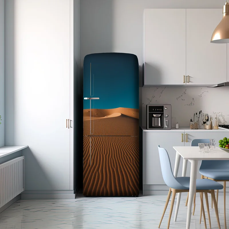 Kühlschrankaufkleber goldene sanddünen unter tiefblauem himmel