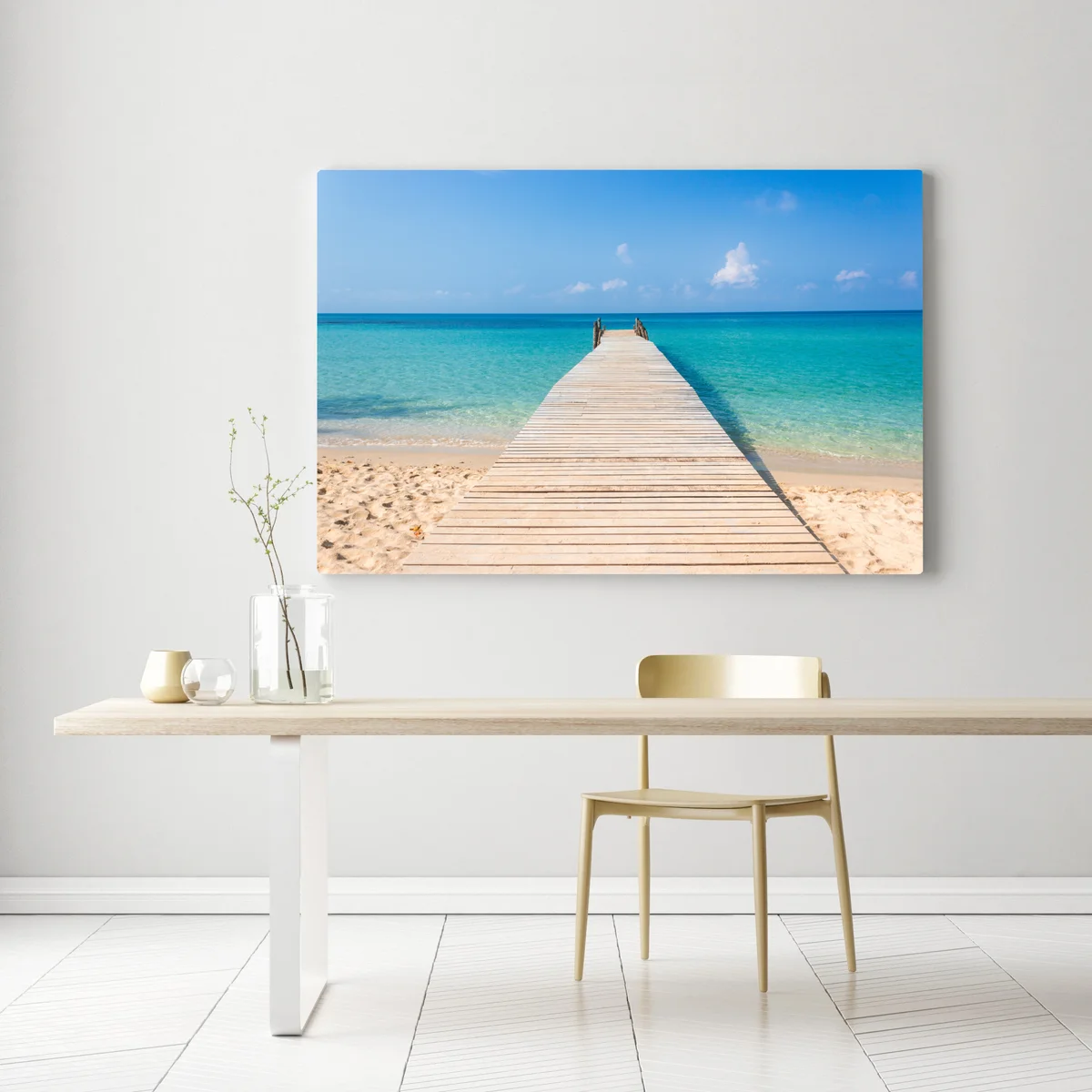 Leinwandbild hölzerner steg zum türkisfarbenen meer Leinwandbild hölzerner steg zum türkisfarbenen meer