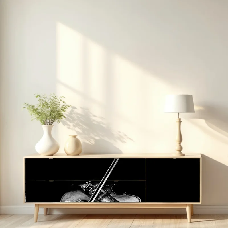 Repositionierbarer Aufkleber monochrome hände eines geigers