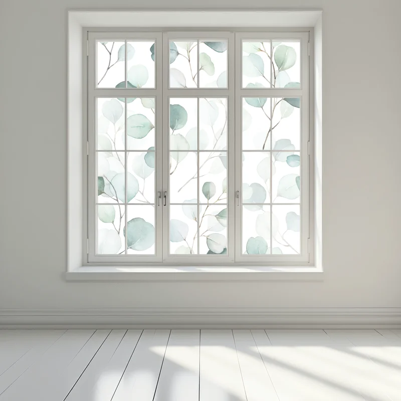 Fensteraufkleber zarter eukalyptus-aquarell blättermuster