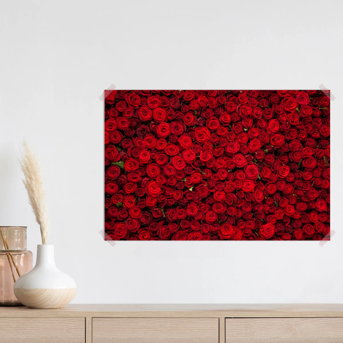 Poster endlose wand aus roten rosen Poster endlose wand aus roten rosen