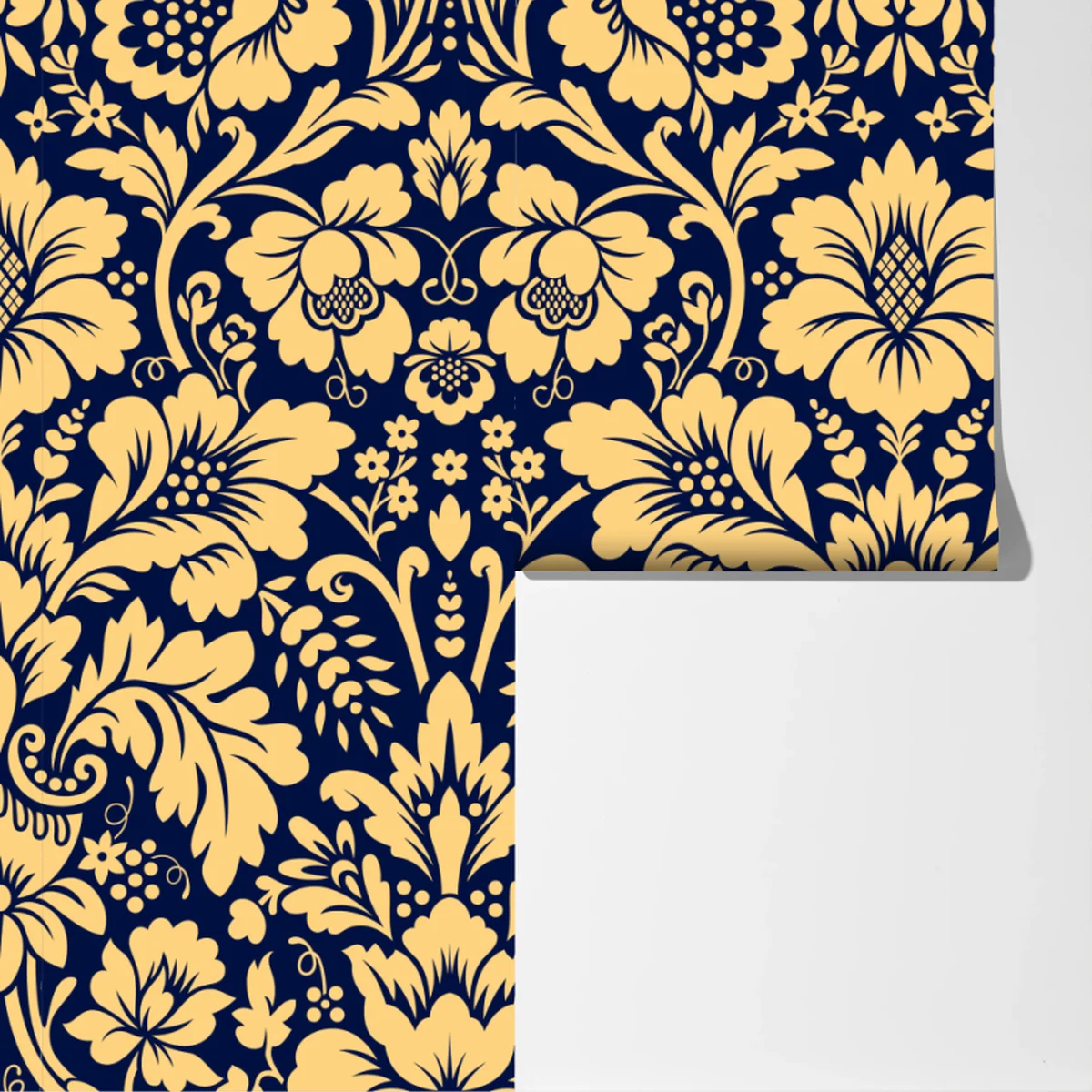 Fototapete dunkelblau-beiges damastmuster Fototapete dunkelblau-beiges damastmuster