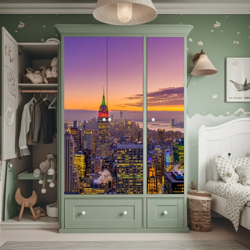 Schrankaufkleber lebendige New York skyline bei sonnenuntergang Schrankaufkleber lebendige New York skyline bei sonnenuntergang