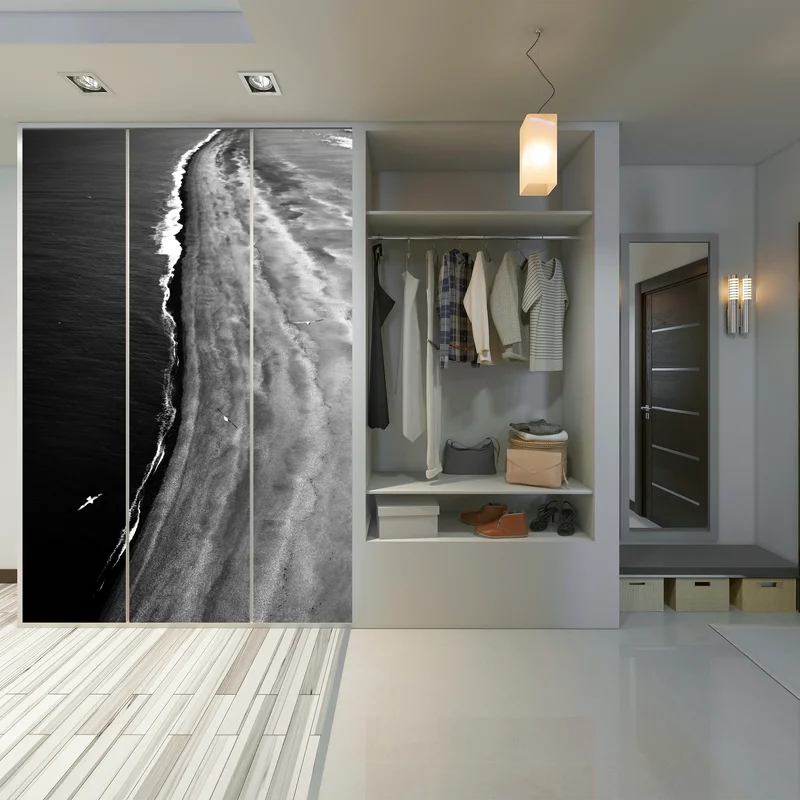 Schrankaufkleber monochrome küstenaufnahme aus der luft Schrankaufkleber monochrome küstenaufnahme aus der luft