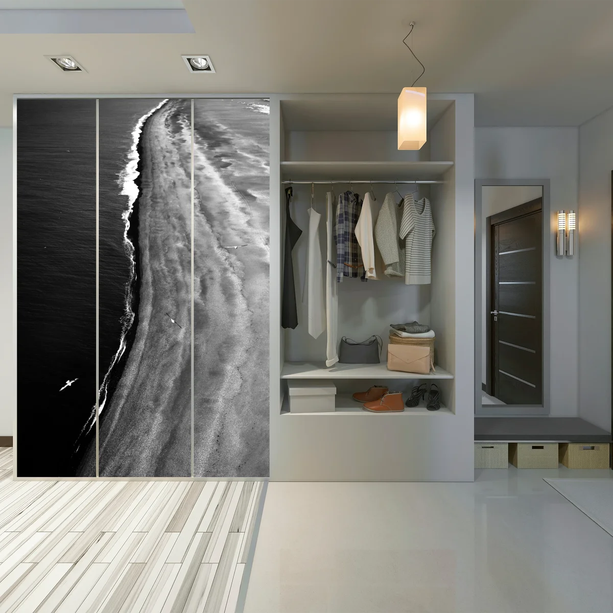 Schrankaufkleber monochrome küstenaufnahme aus der luft Schrankaufkleber monochrome küstenaufnahme aus der luft