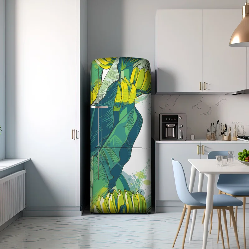 Kühlschrankaufkleber tropische bananenblatt-illustration