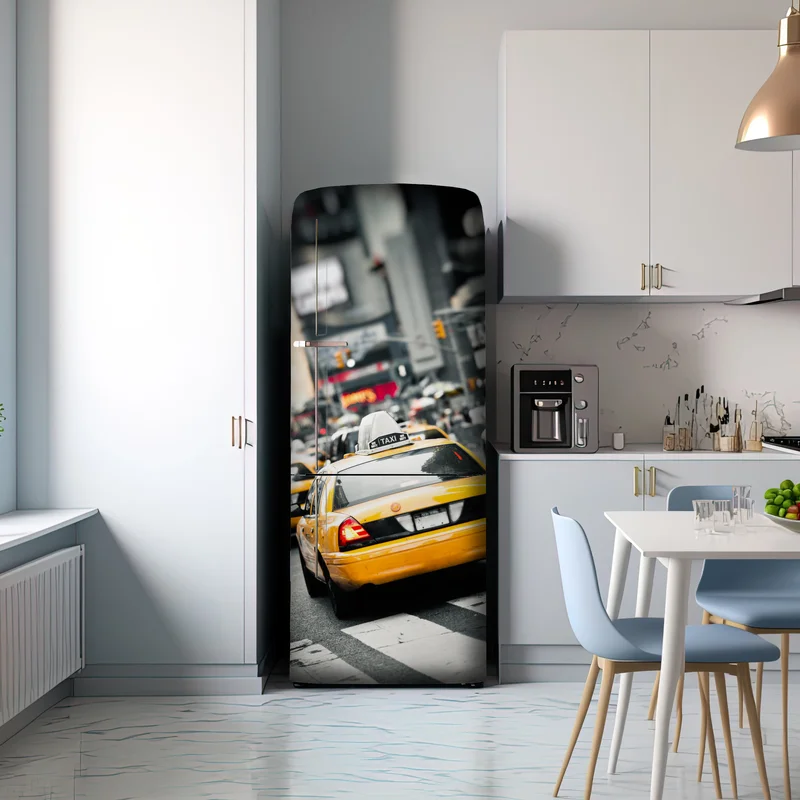 Kühlschrankaufkleber gelbes taxi in den straßen von New York