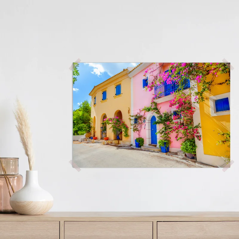 Poster bunte straße auf Kefalonia Poster bunte straße auf Kefalonia