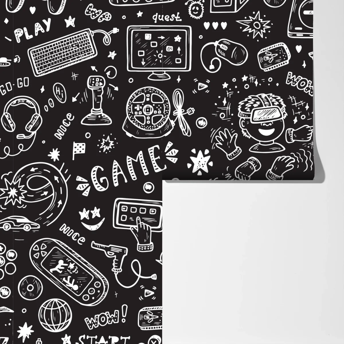 Fototapete handgezeichnetes gaming-muster Fototapete handgezeichnetes gaming-muster