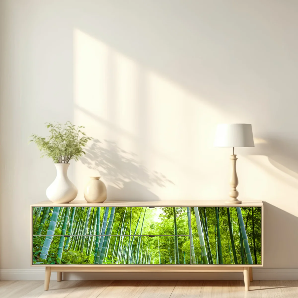 Repositionierbarer Aufkleber ruhiger bambuswaldweg Repositionierbarer Aufkleber ruhiger bambuswaldweg