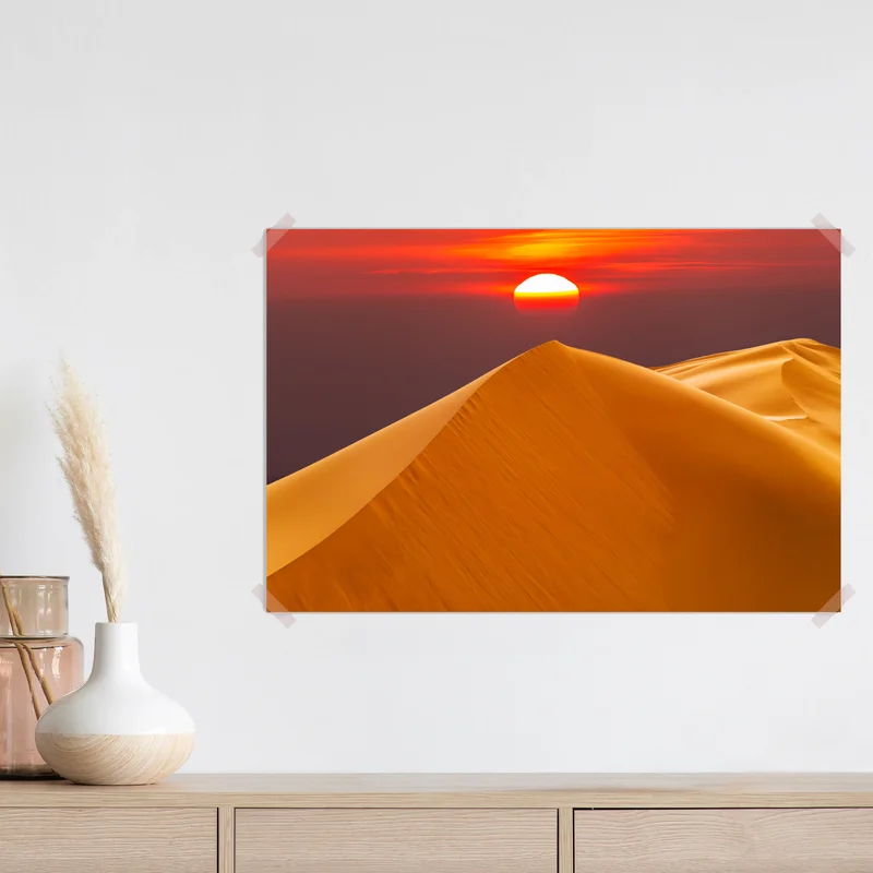 Poster goldener sonnenuntergang über sanddünen Poster goldener sonnenuntergang über sanddünen