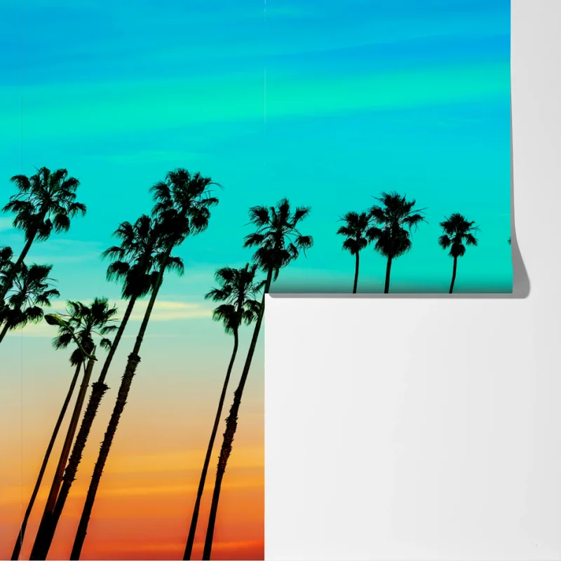 Fototapeta palmy o zachodzie słońca w Kalifornii Fototapeta palmy o zachodzie słońca w Kalifornii