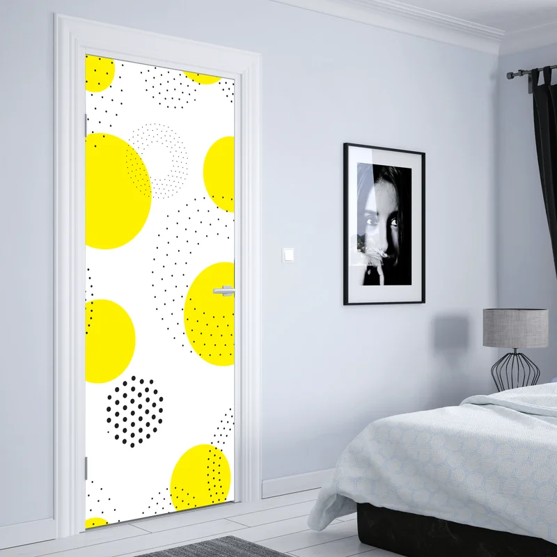 Türaufkleber leuchtendes gelbes punktemuster für kinderzimmer Türaufkleber leuchtendes gelbes punktemuster für kinderzimmer