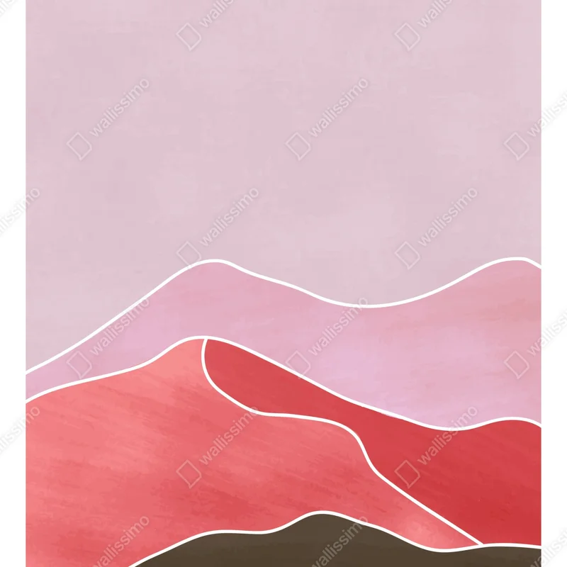 Poster minimalistische rosa berglandschaft • Poster bei Wallnifity® Poster minimalistische rosa berglandschaft • Poster bei Wallnifity®
