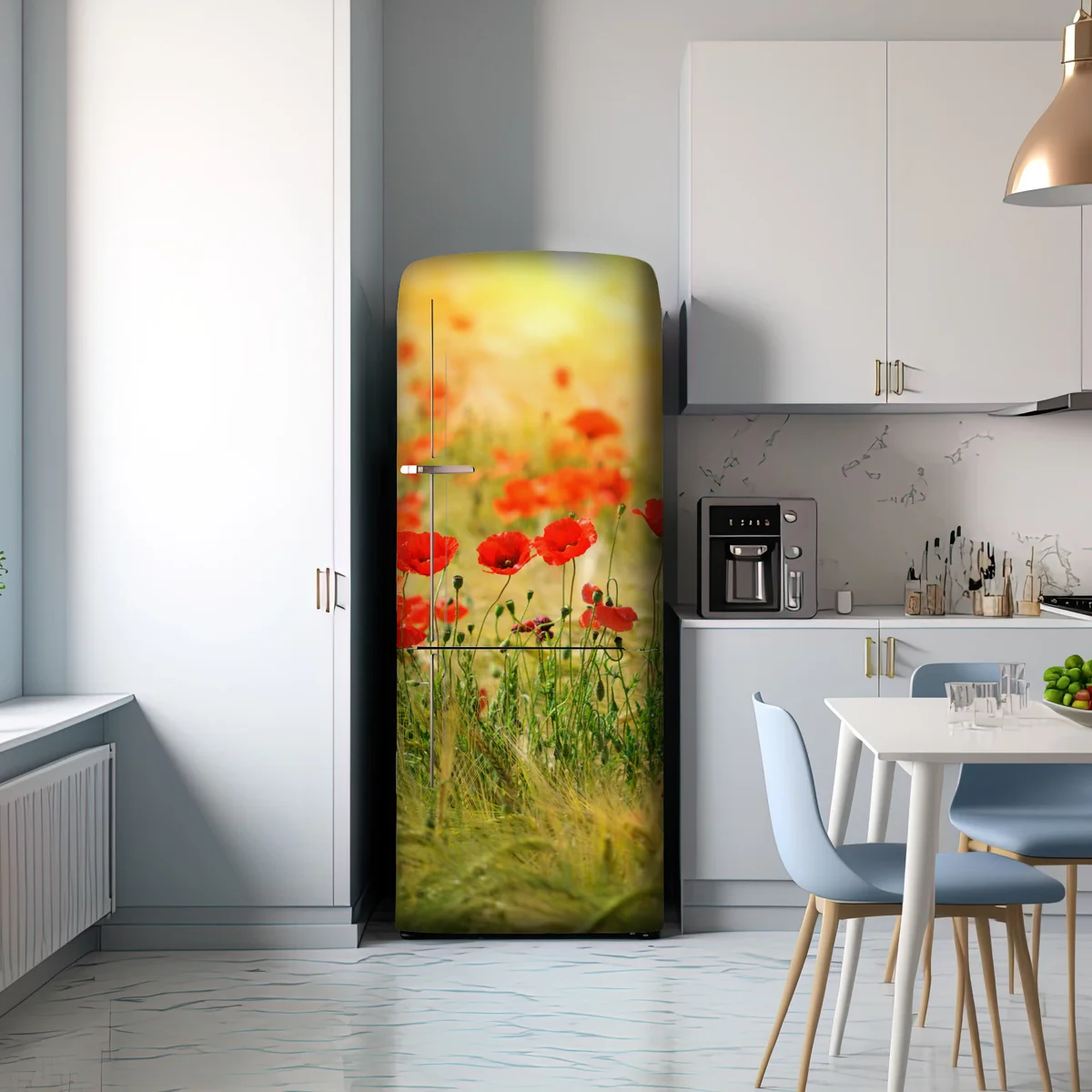 Kühlschrankaufkleber rote mohnwiese im sonnenlicht Kühlschrankaufkleber rote mohnwiese im sonnenlicht