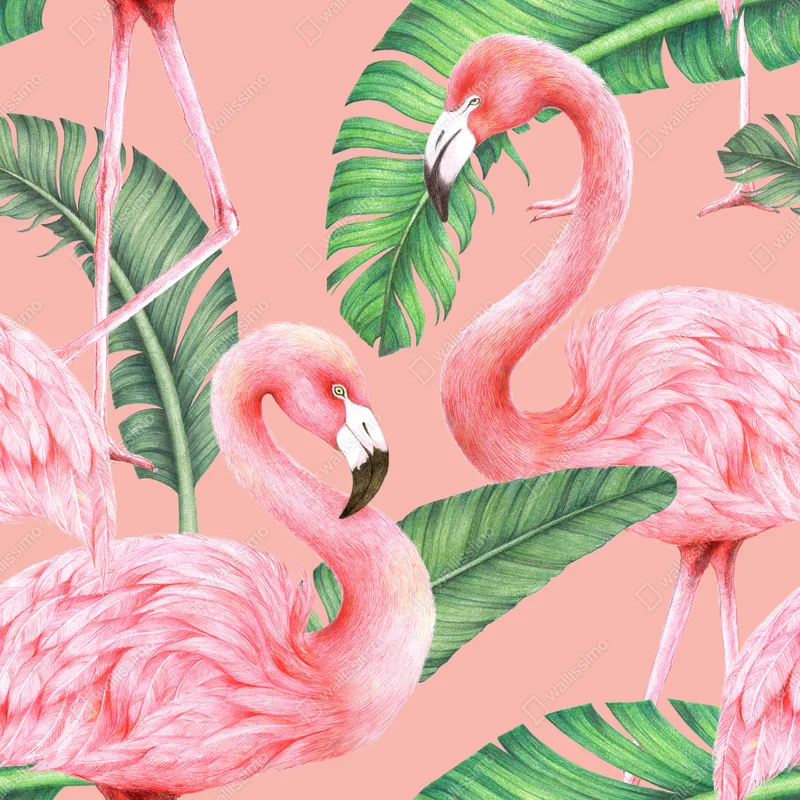 Schrankaufkleber rosa flamingo muster mit tropischen blättern Schrankaufkleber rosa flamingo muster mit tropischen blättern
