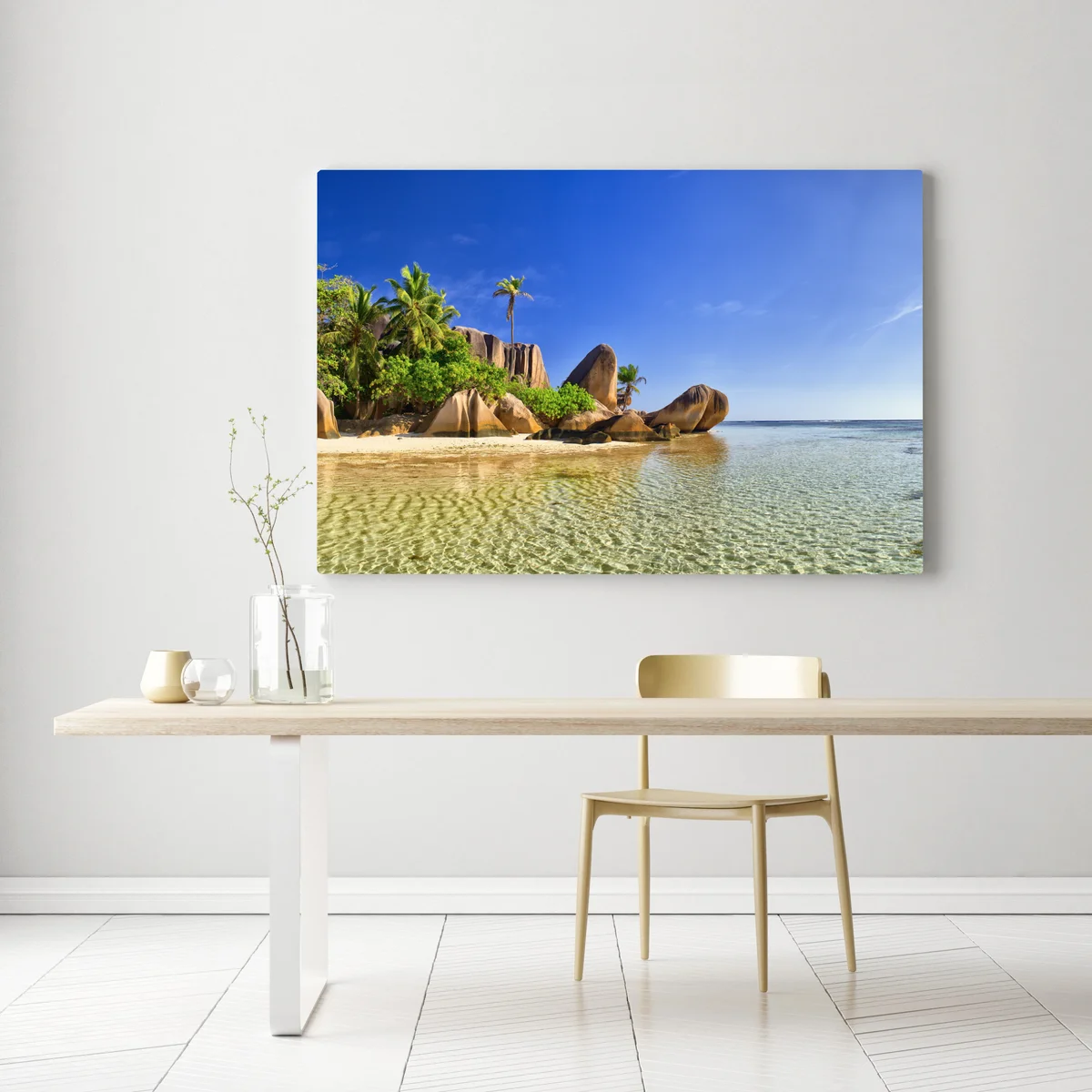 Leinwandbild tropischer strand mit granitfelsen und klarem wasser Leinwandbild tropischer strand mit granitfelsen und klarem wasser