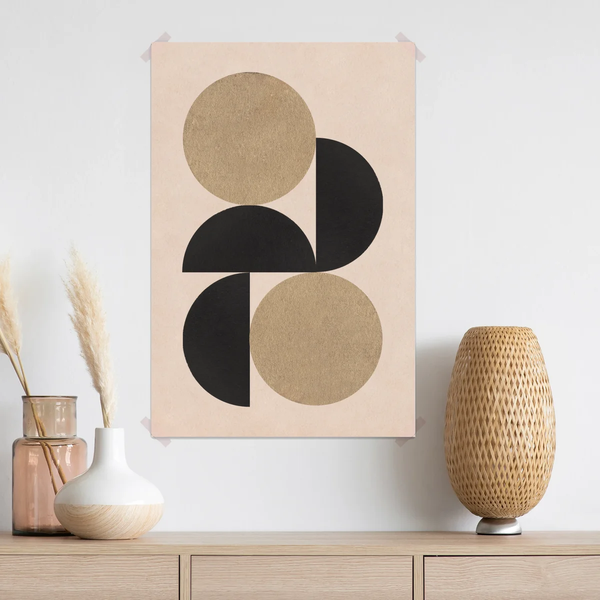 Poster gold und schwarz geometrische komposition • Poster bei Wallnifity® Poster gold und schwarz geometrische komposition • Poster bei Wallnifity®