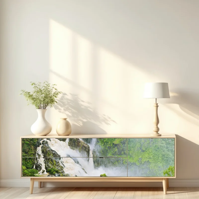 Repositionierbarer Aufkleber wasserfall Barron Falls im regenwald