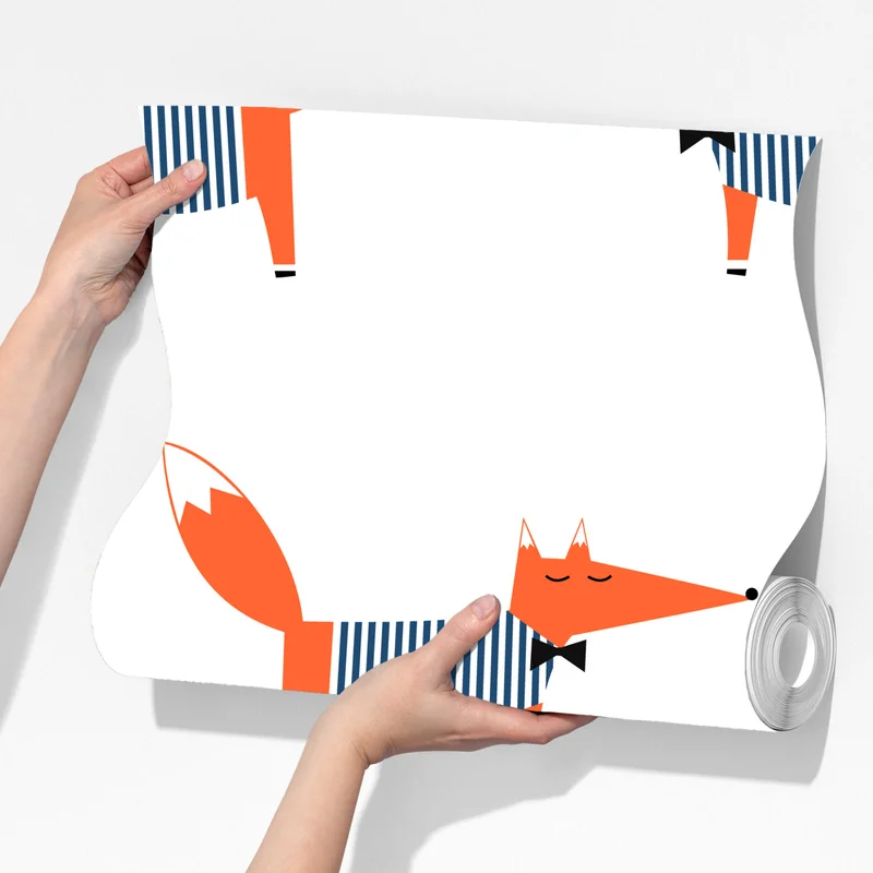 Fototapeta uroczy pasiasty wzór z lisem Fototapeta uroczy pasiasty wzór z lisem