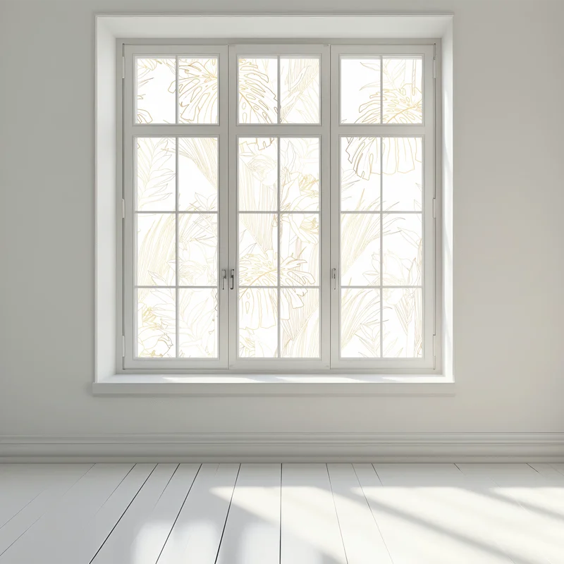 Fensteraufkleber goldenes tropisches blattmuster Fensteraufkleber goldenes tropisches blattmuster