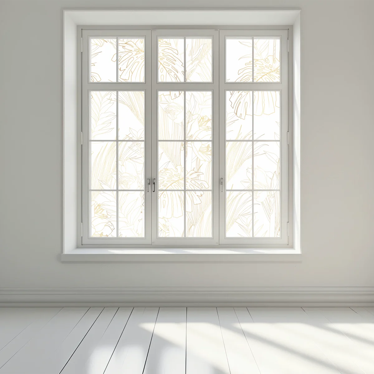 Fensteraufkleber goldenes tropisches blattmuster Fensteraufkleber goldenes tropisches blattmuster