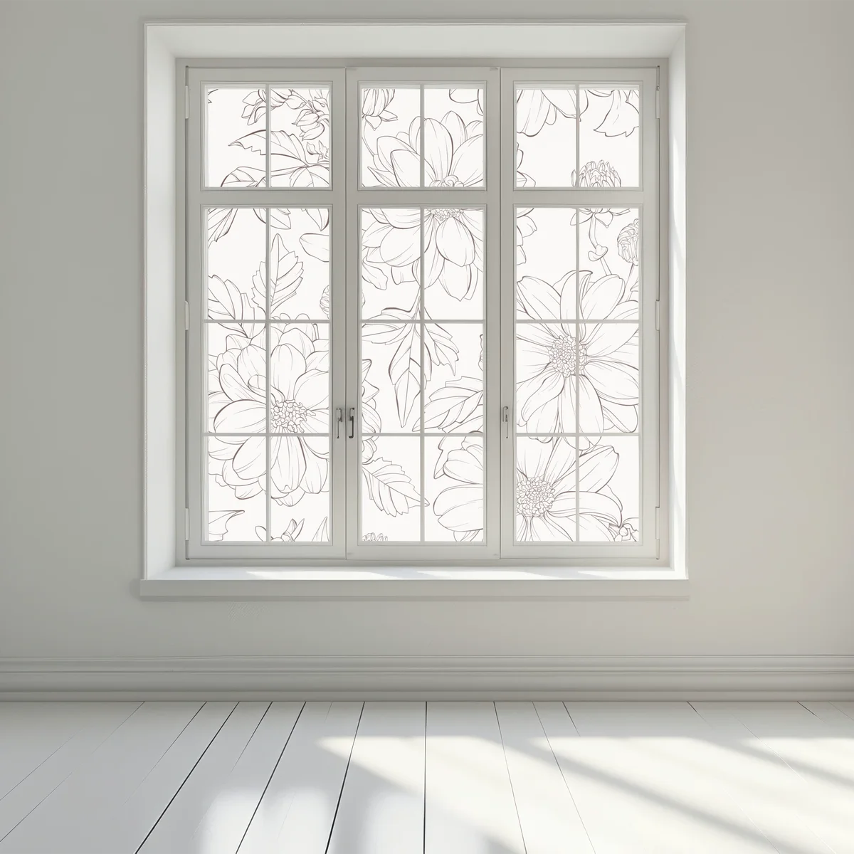 Fensteraufkleber zartes botanisches blumenmuster Fensteraufkleber zartes botanisches blumenmuster