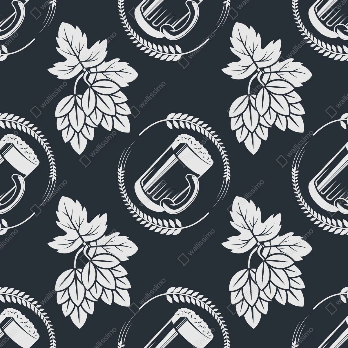 Fototapete bier und hopfen nahtloses muster Fototapete bier und hopfen nahtloses muster