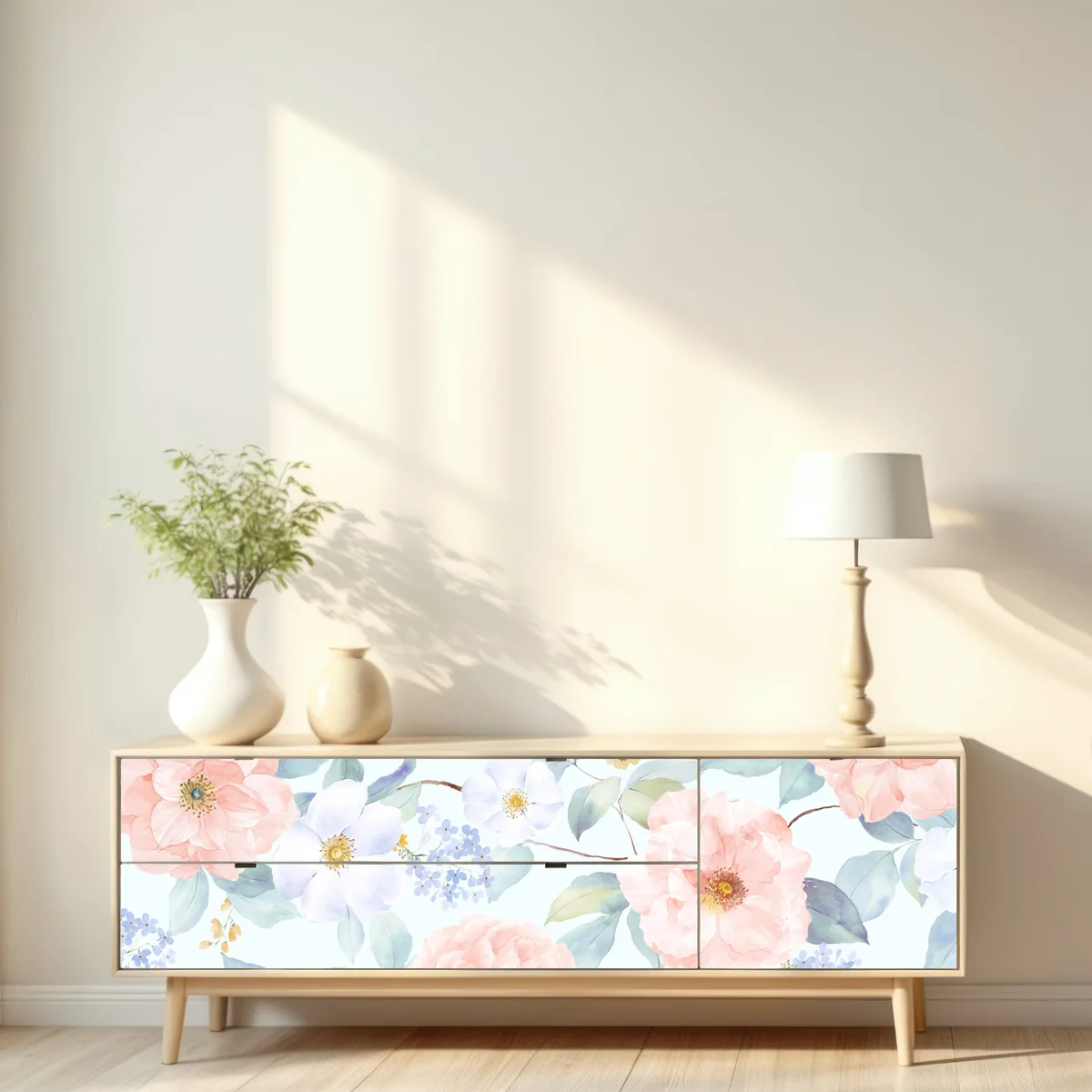 Repositionierbarer Aufkleber zarte pastellblumen in aquarell Repositionierbarer Aufkleber zarte pastellblumen in aquarell