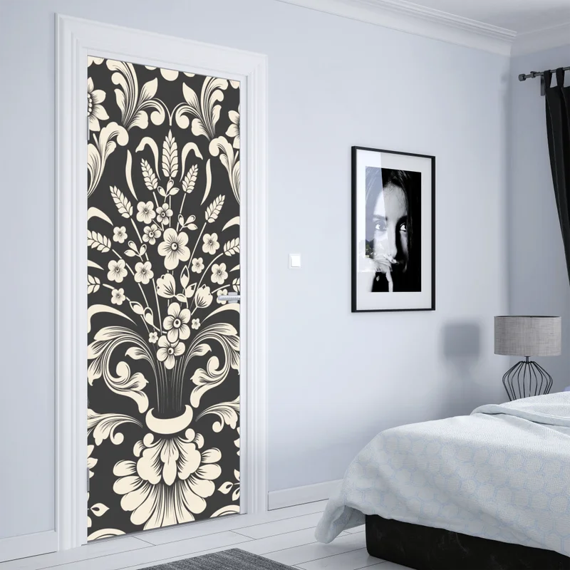 Türaufkleber vintage blumiges damastmuster Türaufkleber vintage blumiges damastmuster