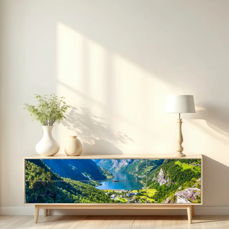 Repositionierbarer Aufkleber Geirangerfjord bergpanorama